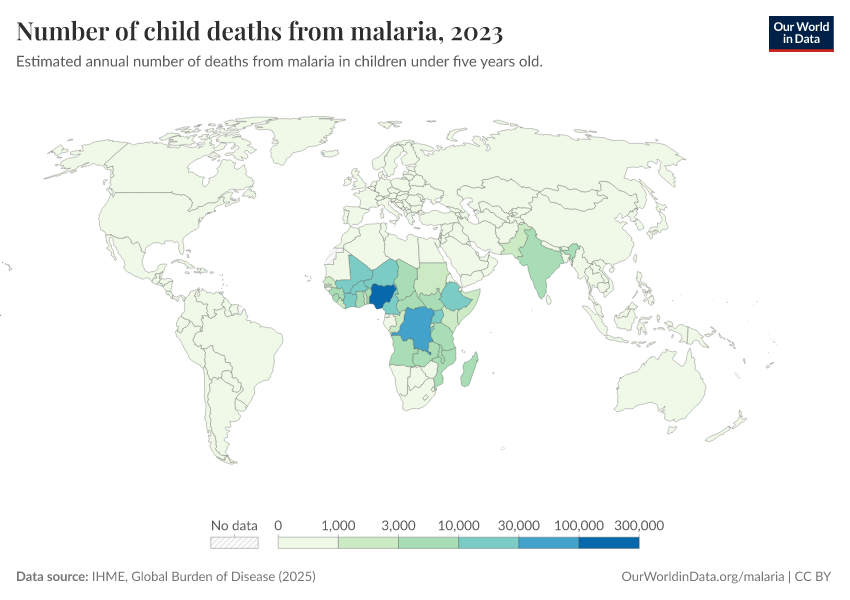 A thumbnail of the "Number of child deaths from malaria" chart