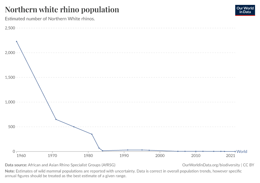 A thumbnail of the "Northern white rhino population" chart