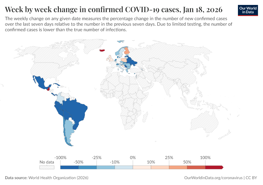 A thumbnail of the "Week by week change in confirmed COVID-19 cases" chart
